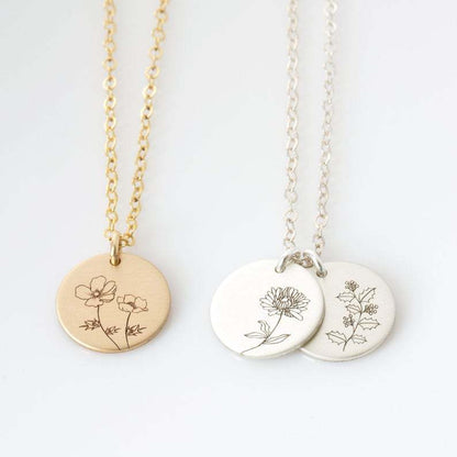 Wildflower Engraved Necklace