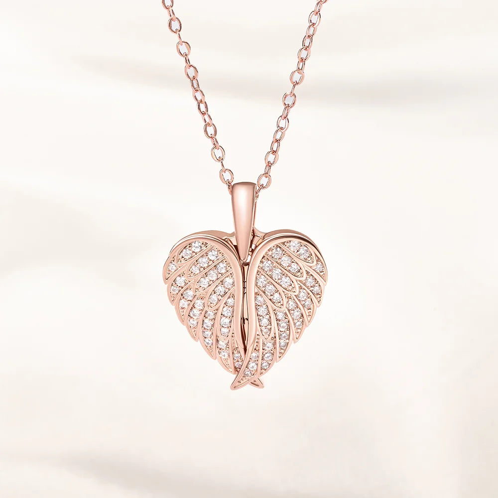 Personalized Angel Wing Photo Locket Necklace