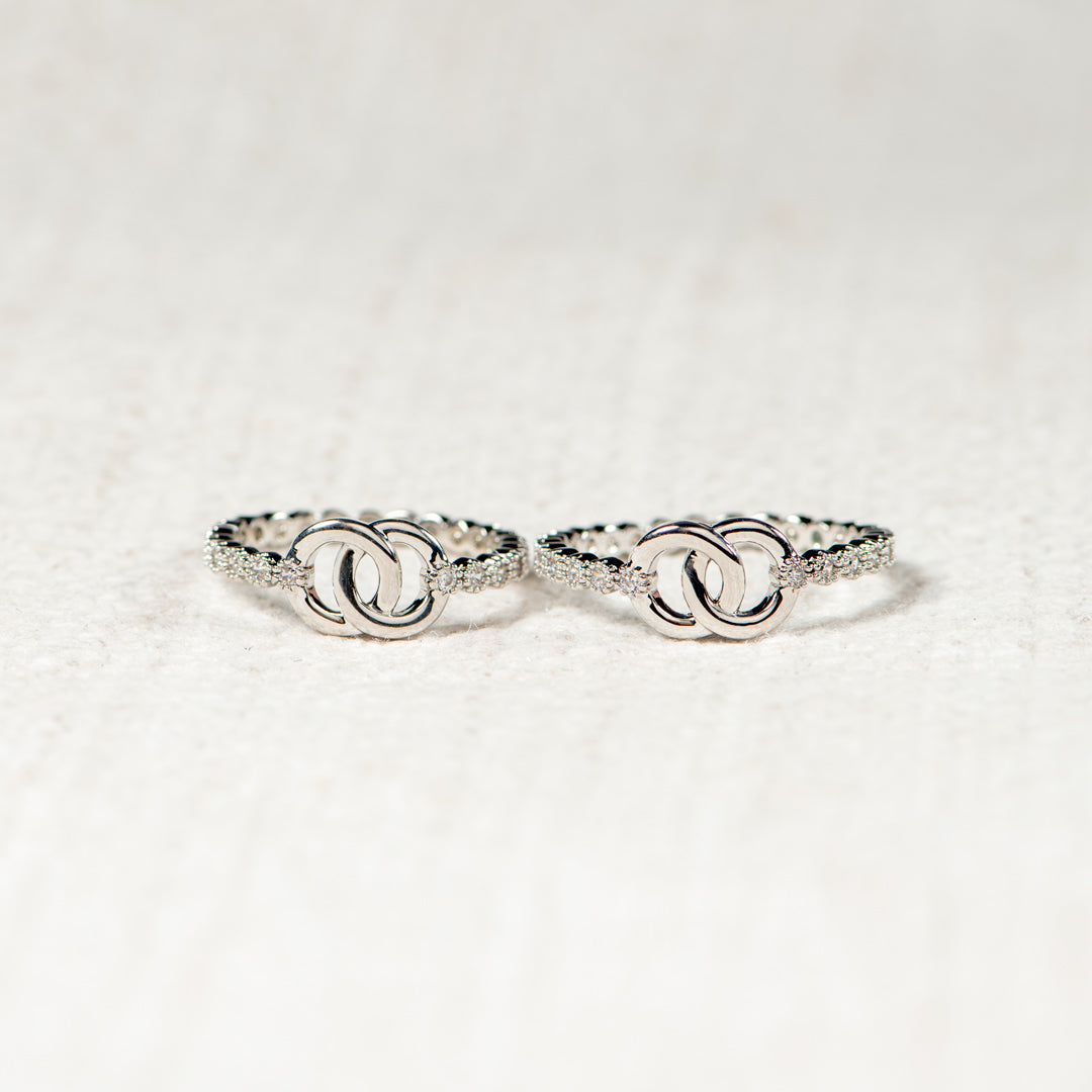 Mother Daughter Bond Matching Pavé Interlocking Ring