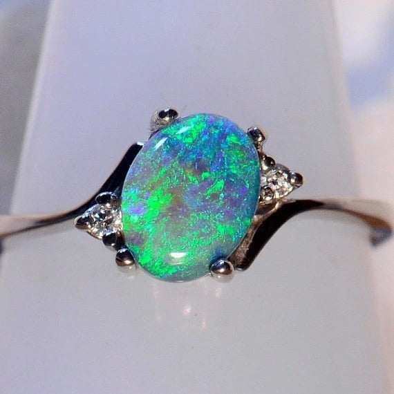 Oval Cut Fire Opal Ring