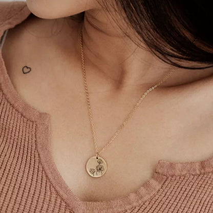 Wildflower Engraved Necklace