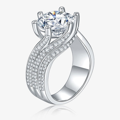 3-Carat Super Sparkling Round Moissanite Ring