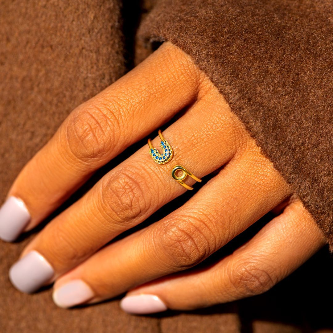 Be Safe And Happy Safety Pin Ring