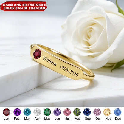FOR MEMORIAL - PERSONALIZED NAME & BIRTHSTONE RING