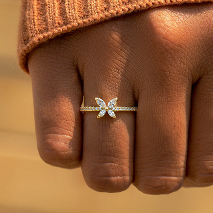 With Brave Wings She Flies Butterfly Ring