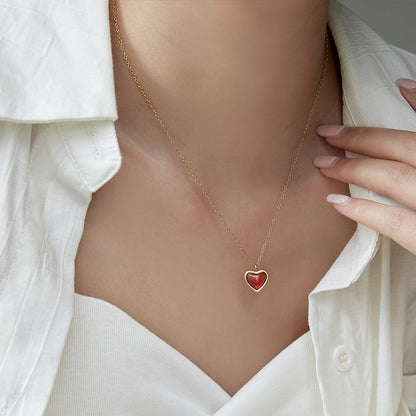Carnelian Stone Heart Necklace
