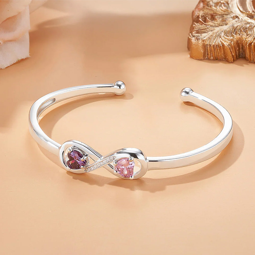To My Granddaughter- Keep Me In Your Heart Infinity Custom Birthstones Bracelet