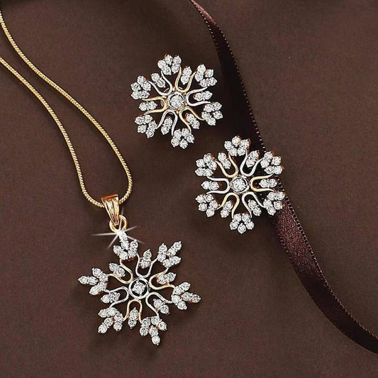 🔥Summer Hot Sale🌊	Diamonds Snowflake Earrings Necklace Set