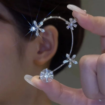 🔥Summer Hot Sale🌊	Shiny Non-piercing Rotating Jasmine Cuff Earrings