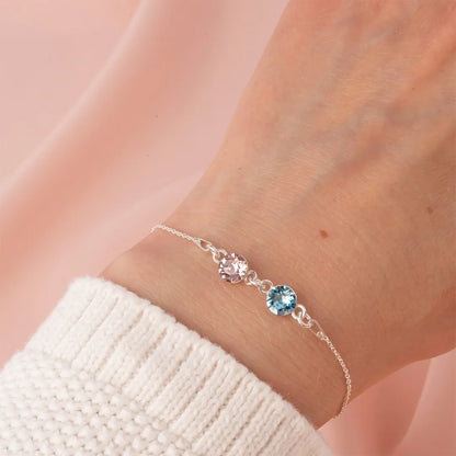 Mother And Daughter Forever Linked Together Custom Birthstones Bracelet