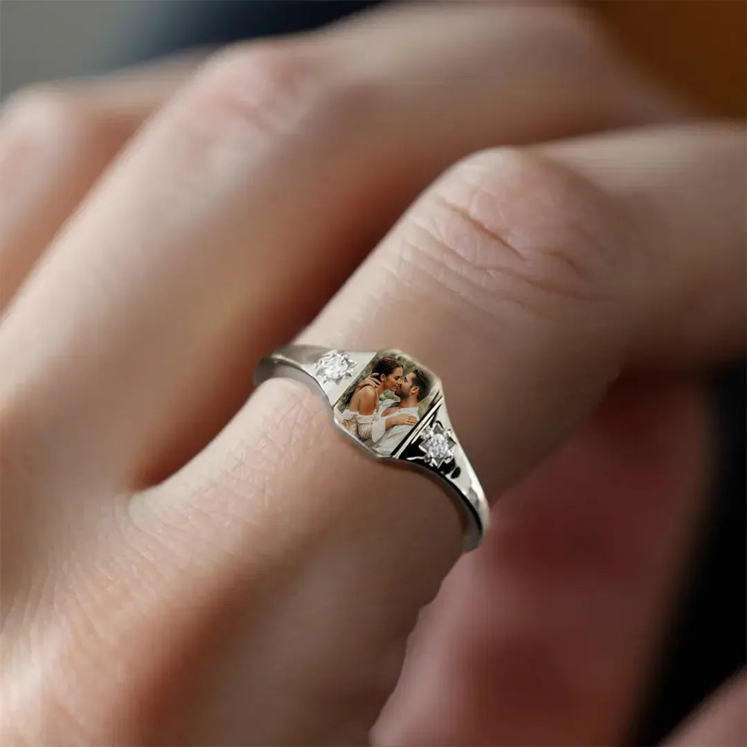 For Love-Photo Birthstone Custom Ring