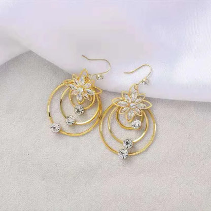 ITALIAN STYLE CRYSTAL LOTUS HOOP EARRINGS