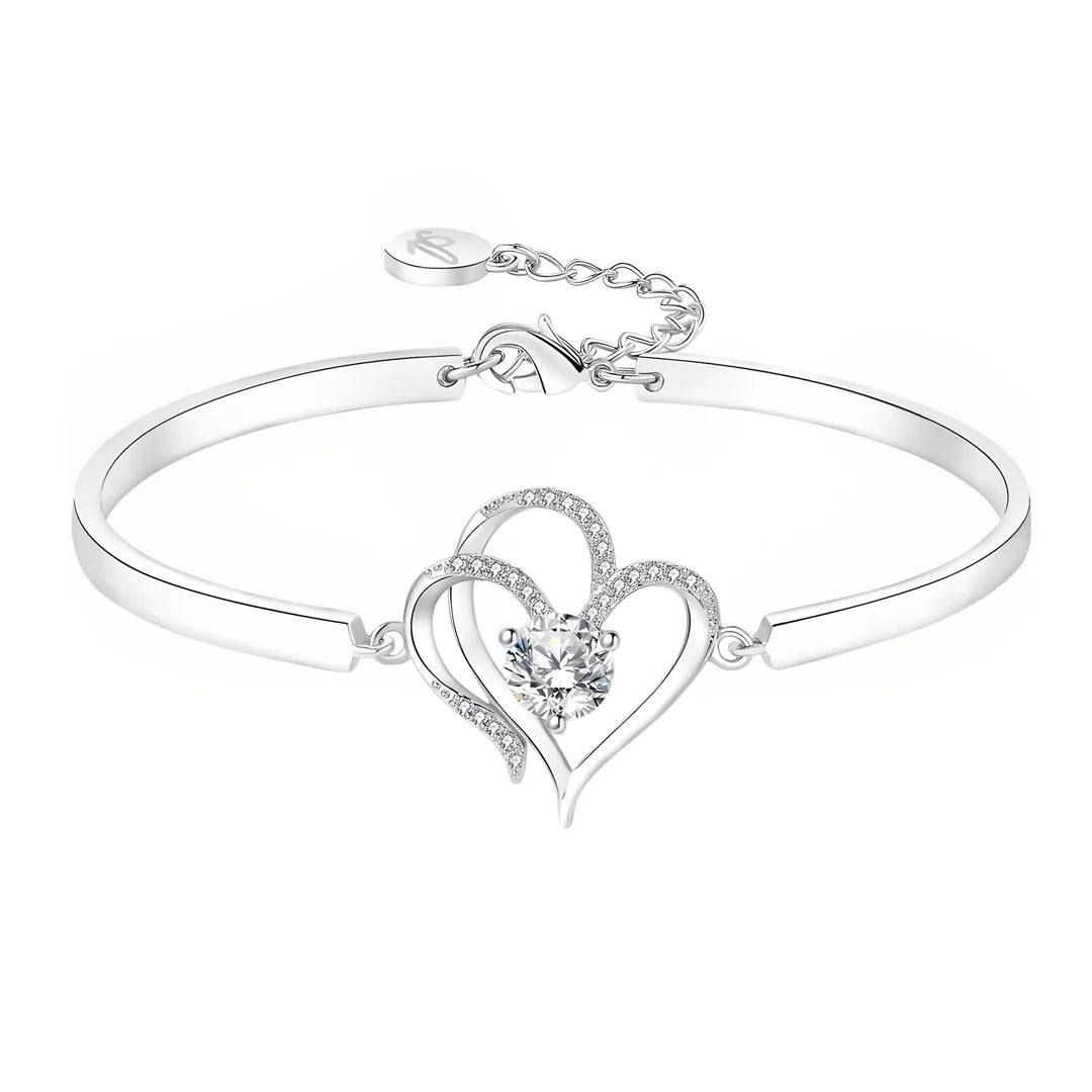 To My Granddaughter- We Are Connected By Heart Diamond Bracelet