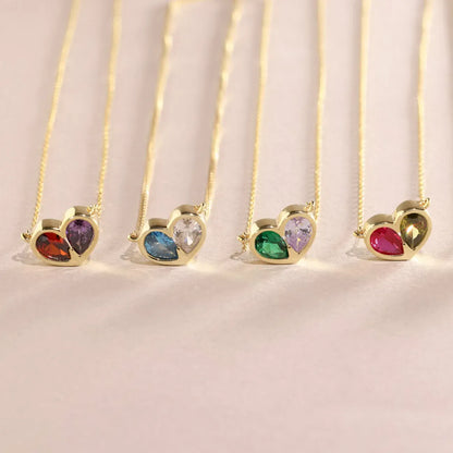 FOR UNBIOLOGICAL DAUGHTER - FOREVER LINKED TOGETHER CUSTOM HEART BIRTHSTONES BRACELET