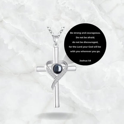 Heart -Shaped Cross Bible Verse Projection Necklace