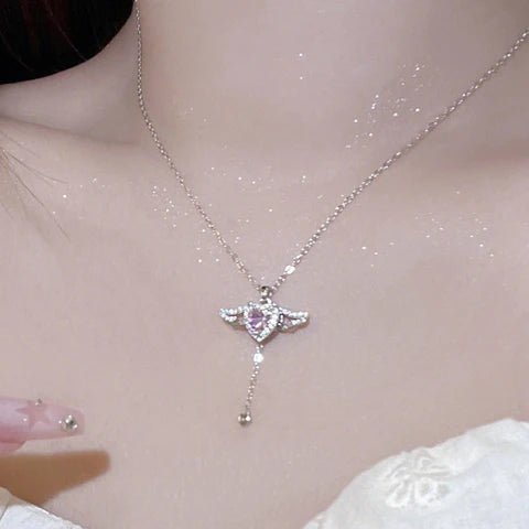 🌸2024 Spring Hot Sale✨PINK ANGEL WINGS NECKLACE