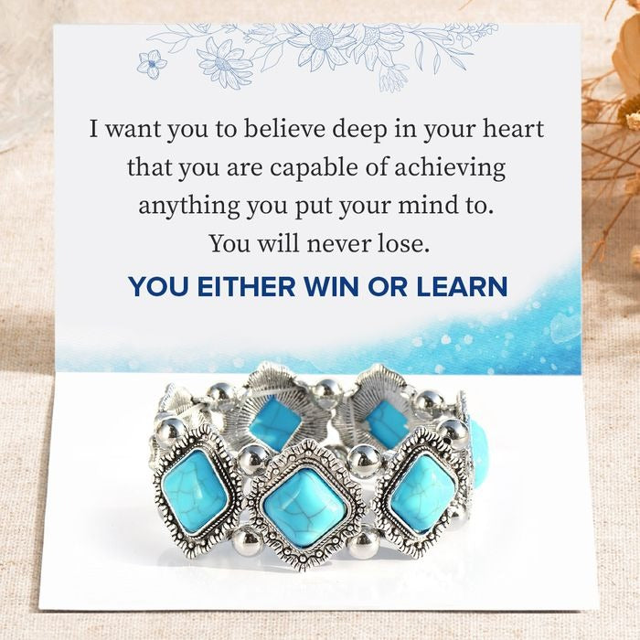 🔥Summer Hot Sale🌊	You Either Win Or Learn Turquoise Bracelet