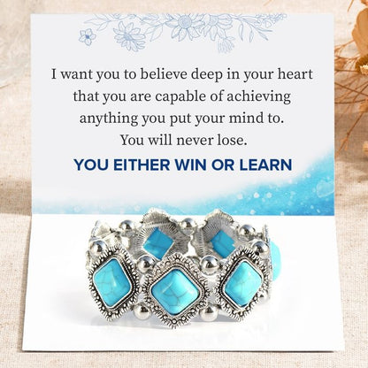 🔥Summer Hot Sale🌊	You Either Win Or Learn Turquoise Bracelet