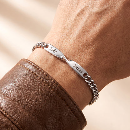Mother And Son Connected By Heart Custom Name Bracelet