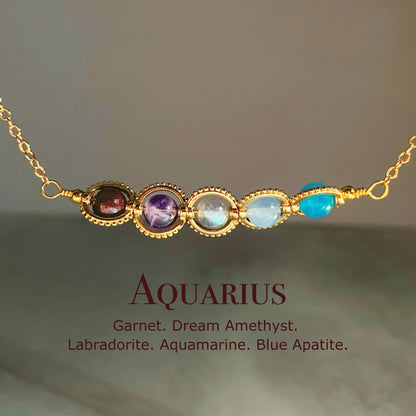 Natural Birthstone Zodiac Necklace - Personalized Astrology Pendant & Gift