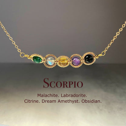 Natural Birthstone Zodiac Necklace - Personalized Astrology Pendant & Gift