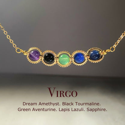 Natural Birthstone Zodiac Necklace - Personalized Astrology Pendant & Gift