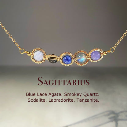 Natural Birthstone Zodiac Necklace - Personalized Astrology Pendant & Gift