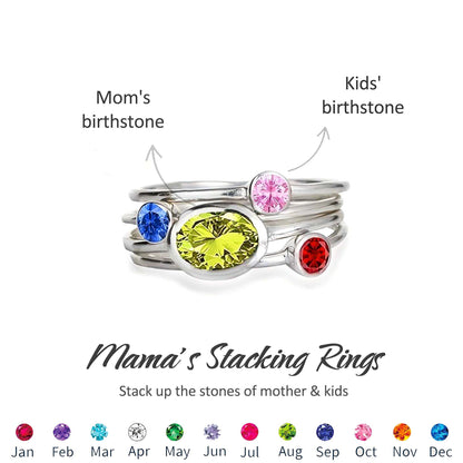 Mama's Stacking Birthstone Adjustable Ring