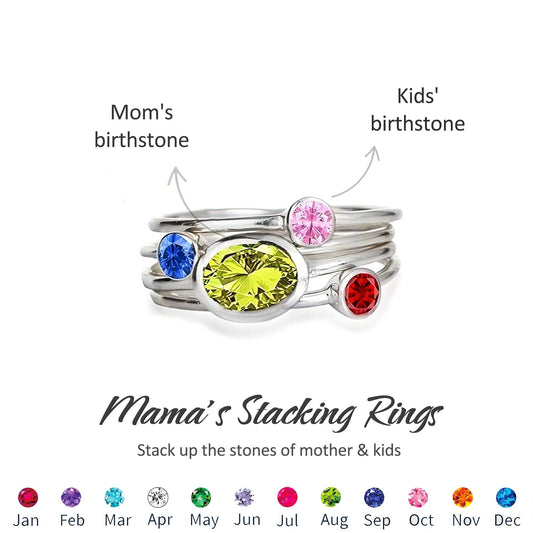 Mama's Stacking Birthstone Adjustable Ring