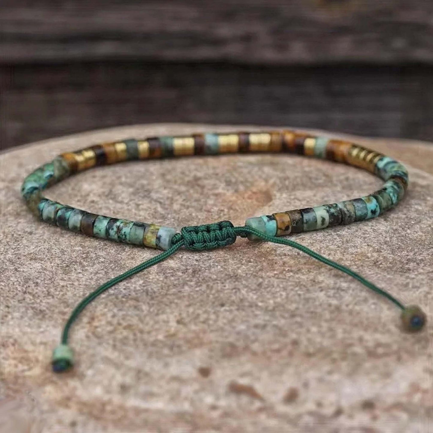 'Strong As Fuck' Morse code Motivational Bracelet with African Turquoise Tiger eye