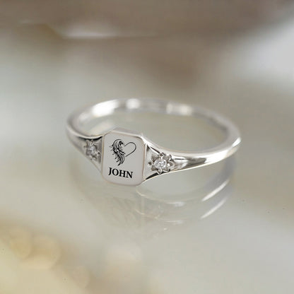 I’m A Mother To A Son With Wings Name Personalized Ring