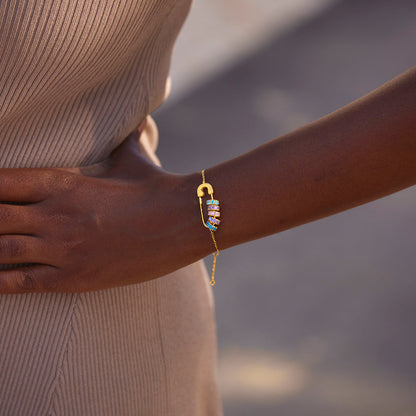 Mama's Mini Squad Safety Pin 1-8 Birthstone Bracelet