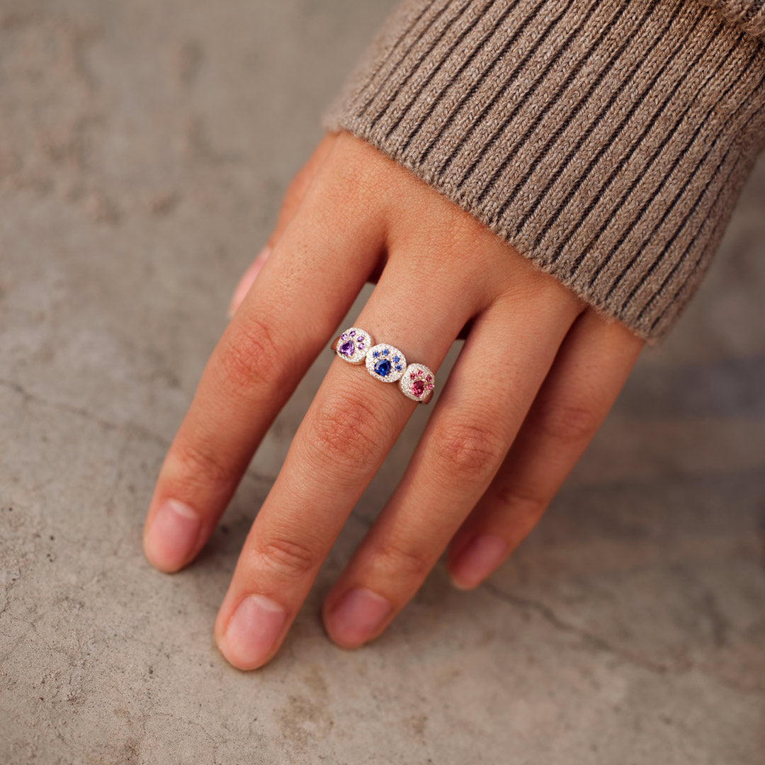 Proud Dog Mom 1–5 Paw Birthstone Custom Ring