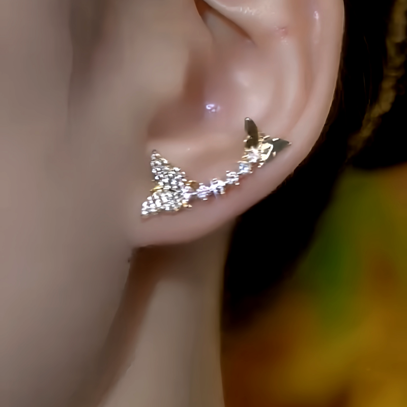 14K Gold-Plated Elegant Zircon Diamond Butterfly Crawlers