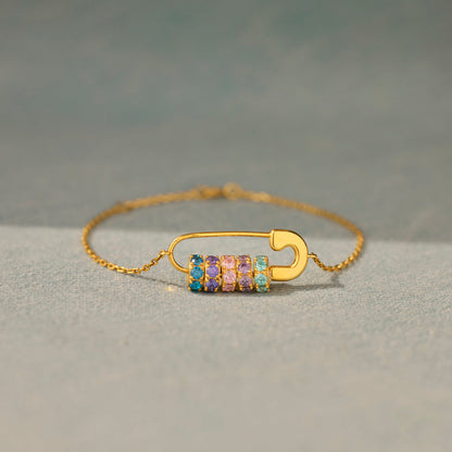 Mama's Mini Squad Safety Pin 1-8 Birthstone Bracelet