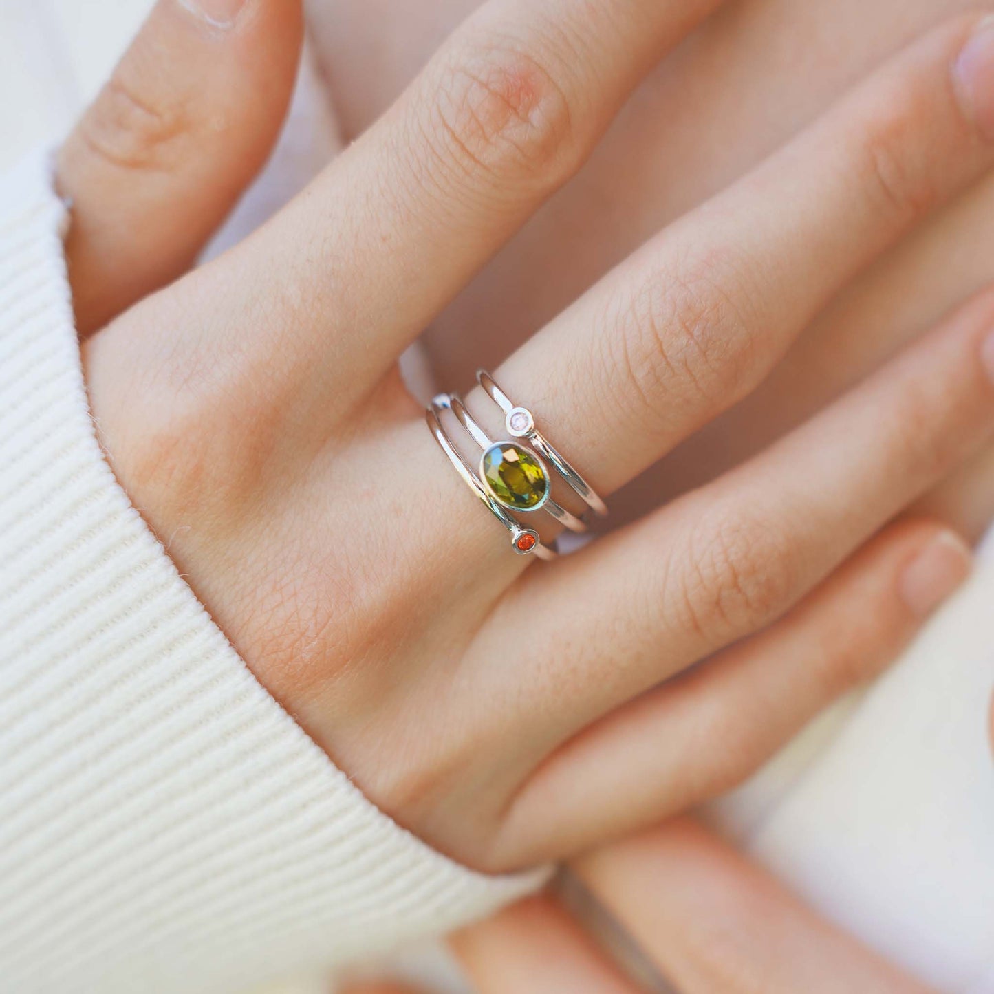 Mama's Stacking Birthstone Adjustable Ring