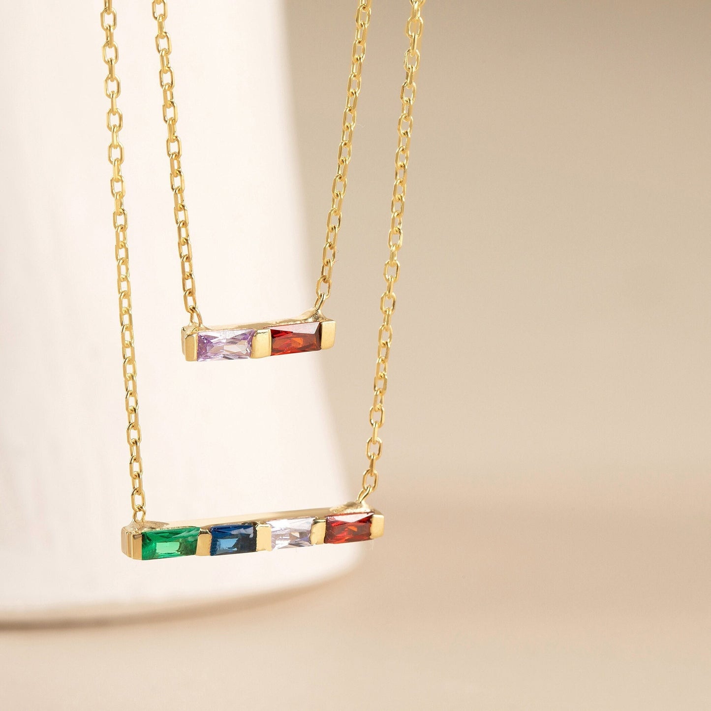 For Friend- Custom Baguette Birthstone Necklace