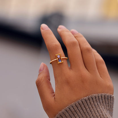 Love Remains Hourglass Double Birthstone Ring