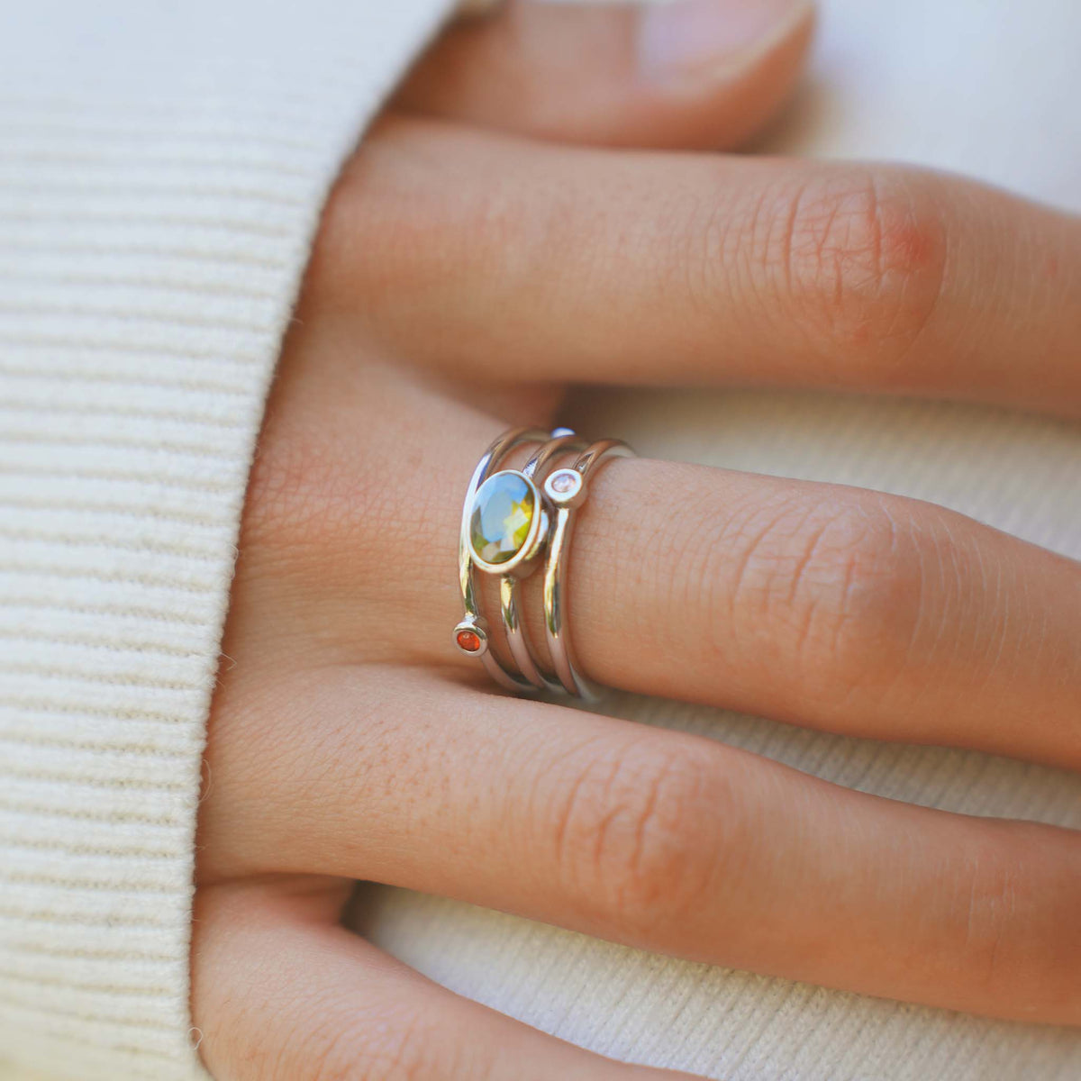 Mama's Stacking Birthstone Adjustable Ring