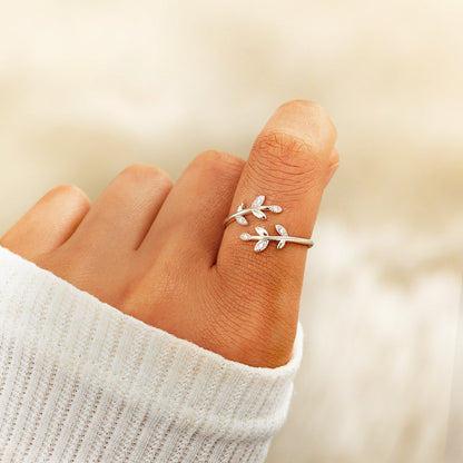 Grow Through What You Go Through Leaf Rings S925