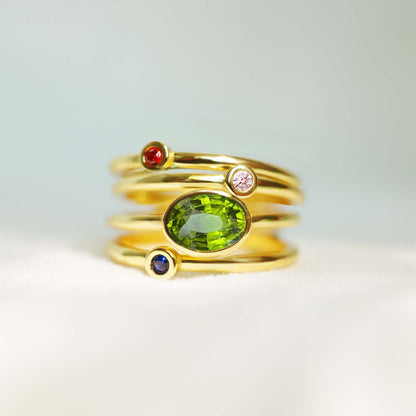 Mama's Stacking Birthstone Adjustable Ring