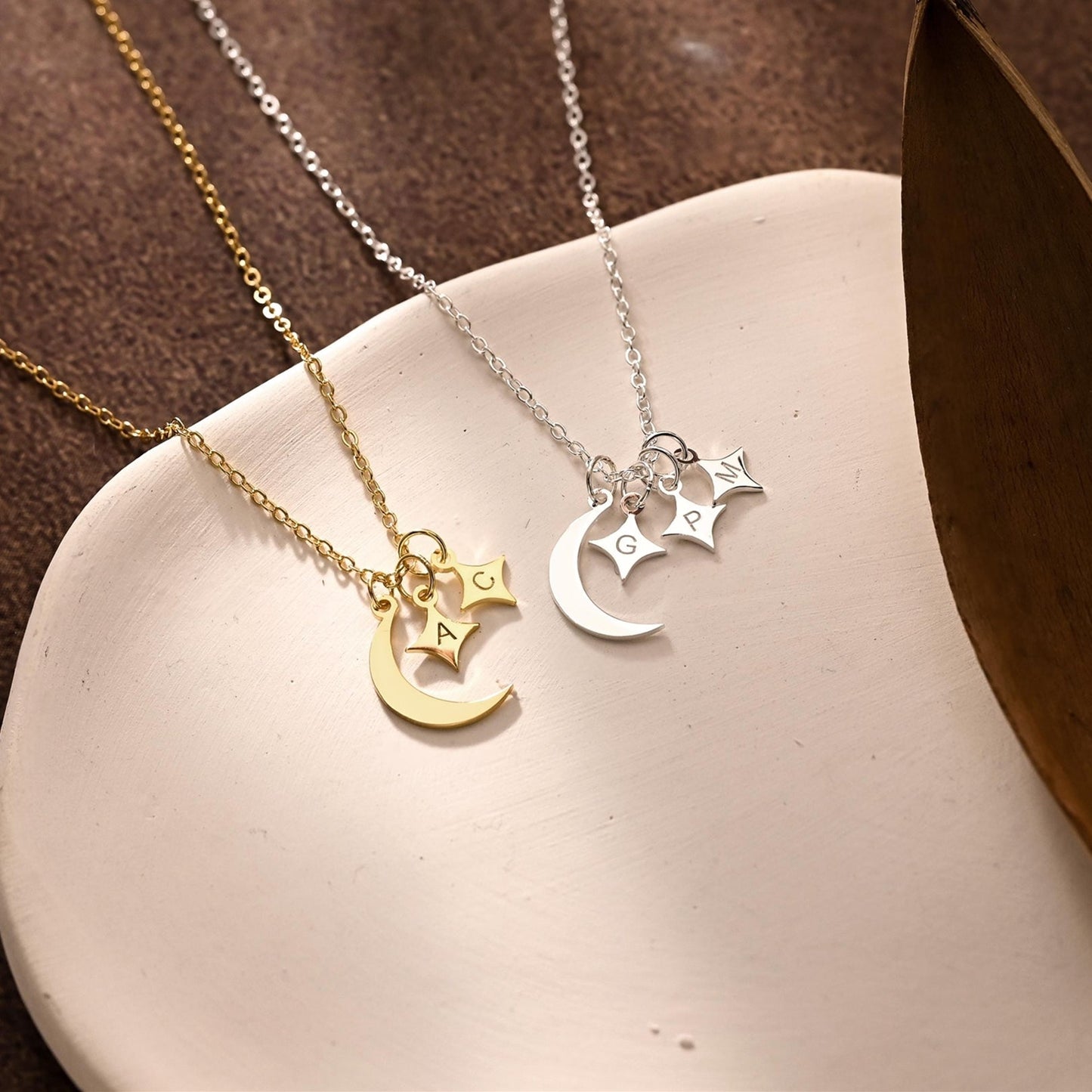 For Love- Custom Moon and Star Necklace