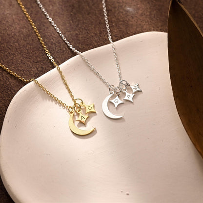 For Love- Custom Moon and Star Necklace