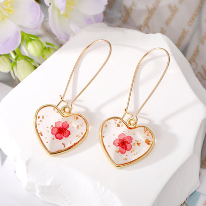 Heart Forget Me Not Flower Earrings