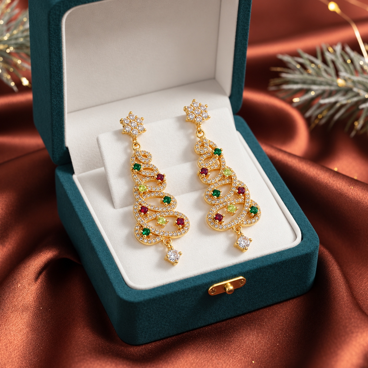 Shiny Christmas Tree Earrings