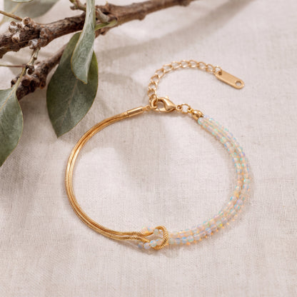 For Her – She Was Born to Be Strong Personalized Birthstone Beaded Knot Bracelet