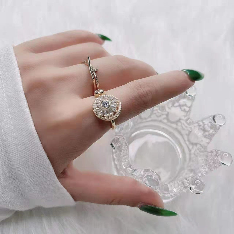 Gold Crystal Anxiety Relief  Spinning Ring