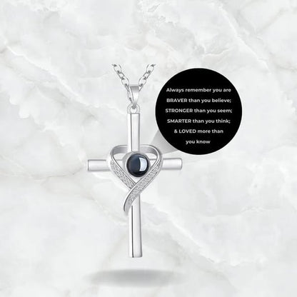 Heart -Shaped Cross Bible Verse Projection Necklace