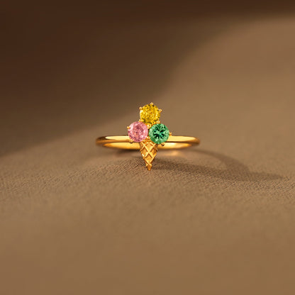 Mama's Love Never Melts Ice Cream Birthstones Ring