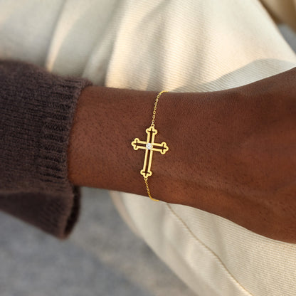 My Small Circle Of Female Friends Hollow Out Cross Bracelet